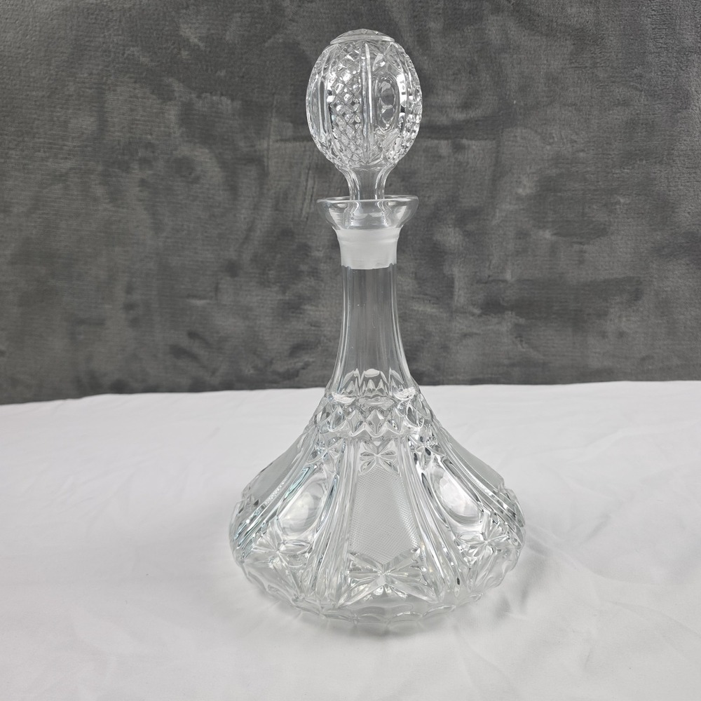 Vintage 9 Inch Etched Glass Decanter
